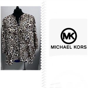 Michael Kors Leopard Print Button-Up Blouse